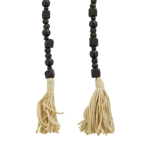 Kirkland's Home Wood Beads Cream Tassel Garland- Decorative Accents