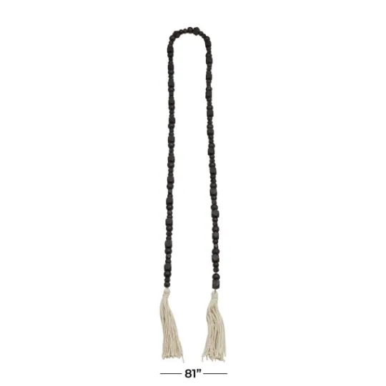 Kirkland's Home Wood Beads Cream Tassel Garland- Decorative Accents
