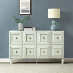 Kirkland's Home Wood Block Patterned 4-Door Sideboard- Cabinets & Sideboards