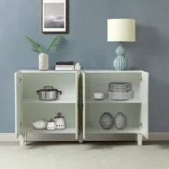 Kirkland's Home Wood Block Patterned 4-Door Sideboard- Cabinets & Sideboards