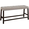 Kirkland's Home Wood Button Tufted Upholstered Dining Bench- Dining Chairs