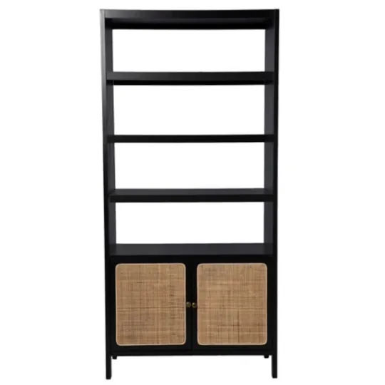 Kirkland's Home Wood Cane Doors Bookshelf- Bookshelves