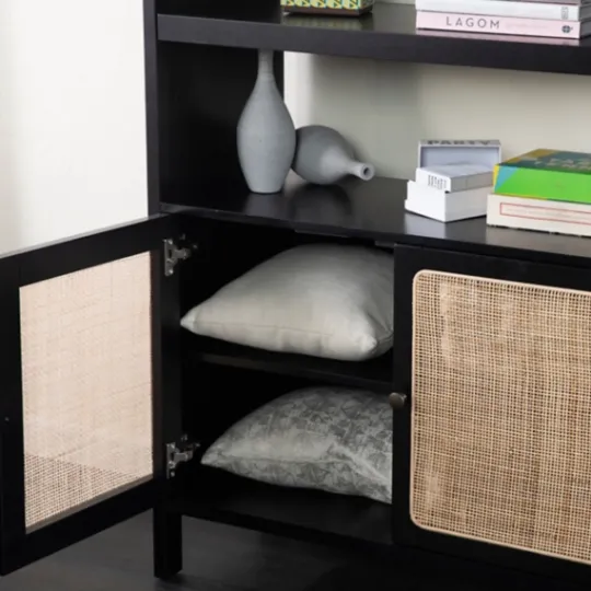 Kirkland's Home Wood Cane Doors Bookshelf- Bookshelves