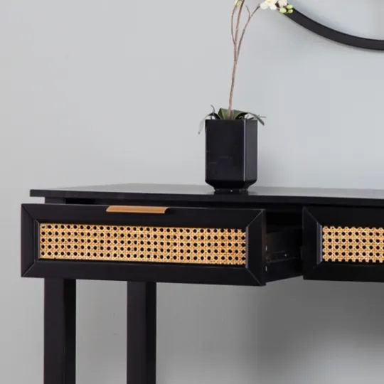 Kirkland's Home Wood Cane Drawers Console Table- Console Tables