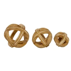 Kirkland's Home Wood Carved Bead Orbs, Set Of 3- Bowl Filler