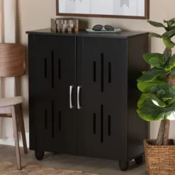 Kirkland's Home Wood Cut-Out Shoe Storage Cabinet- Entryway Furniture