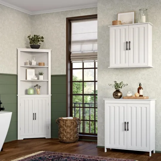 Kirkland's Home Wood 2-Door Corner Storage Cabinet- Bathroom Furniture