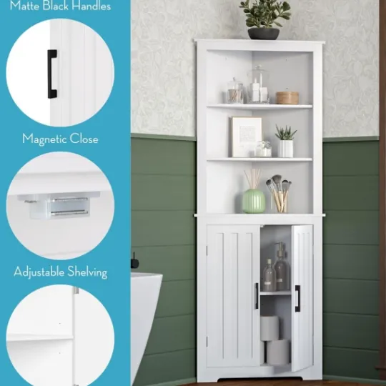 Kirkland's Home Wood 2-Door Corner Storage Cabinet- Bathroom Furniture