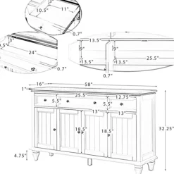Kirkland's Home Wood 4-Door Sideboard Cabinet- Cabinets & Sideboards