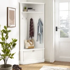 Kirkland's Home Wood Drop Door Corner Hall Tree- Entryway Furniture