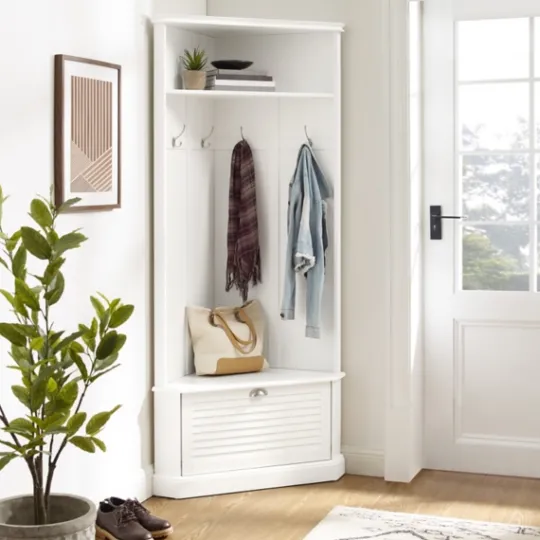 Kirkland's Home Wood Drop Door Corner Hall Tree- Entryway Furniture