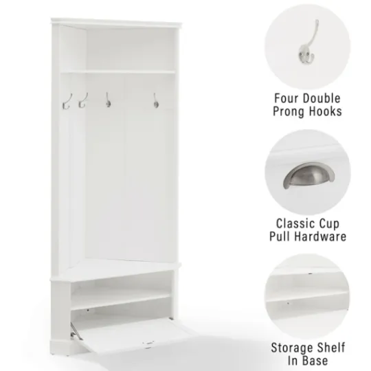 Kirkland's Home Wood Drop Door Corner Hall Tree- Entryway Furniture