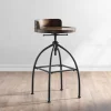 Kirkland's Home Wood Edgar Industrial Adjustable Stool- Bar Stools & Counter Height Stools