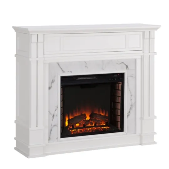 Kirkland's Home Wood Faux Marble Led Media Fireplace- Tv Stands & Media Consoles