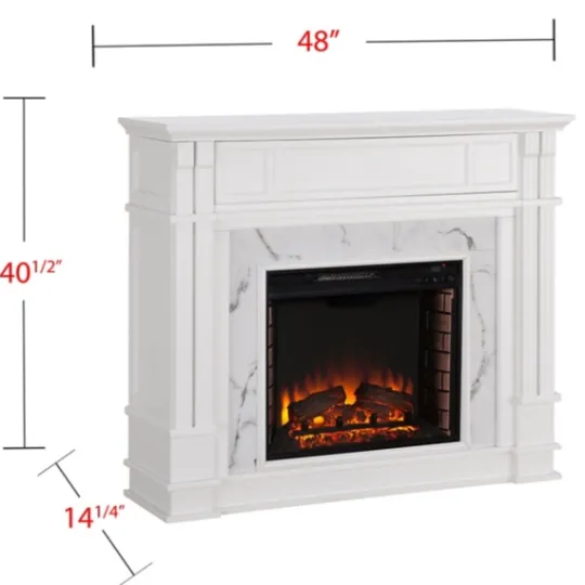 Kirkland's Home Wood Faux Marble Led Media Fireplace- Tv Stands & Media Consoles