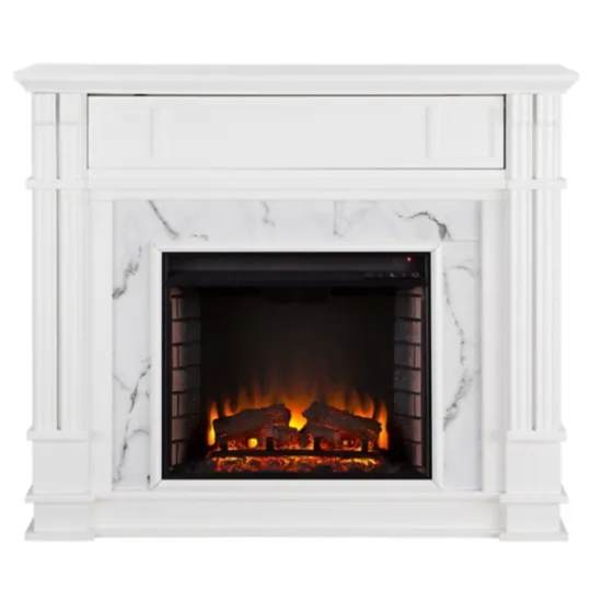 Kirkland's Home Wood Faux Marble Led Media Fireplace- Tv Stands & Media Consoles