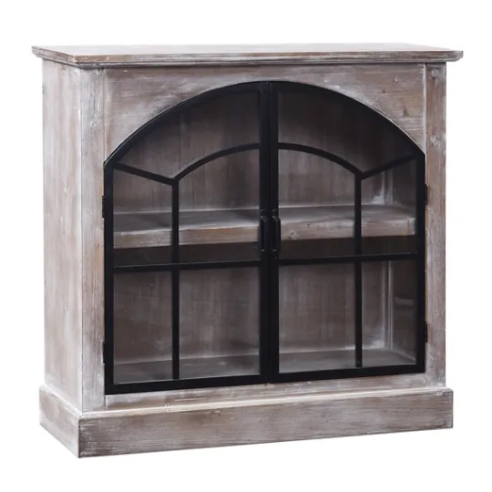 Kirkland's Home Wood Glass Arched Doors Cabinet- Cabinets & Sideboards