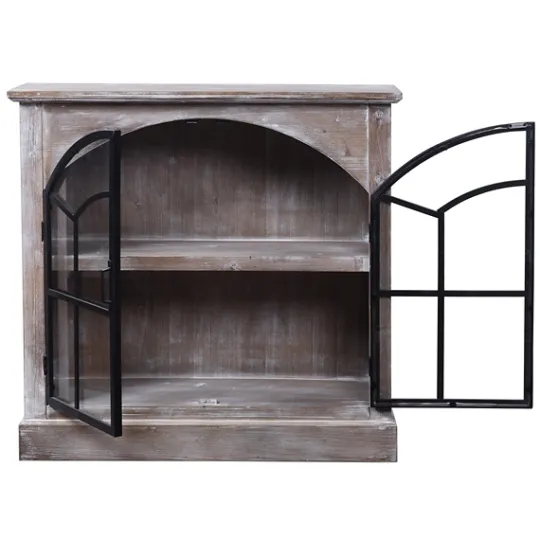 Kirkland's Home Wood Glass Arched Doors Cabinet- Cabinets & Sideboards