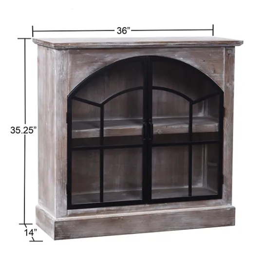 Kirkland's Home Wood Glass Arched Doors Cabinet- Cabinets & Sideboards