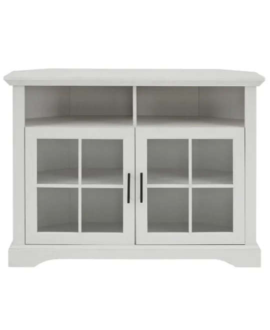 Kirkland's Home Wood Glass Pane Door Corner Tv Stand- Tv Stands & Media Consoles