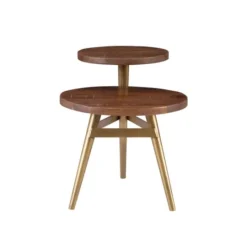 Kirkland's Home Wood Gold Accent Tiered Side Table- Accent & End Tables