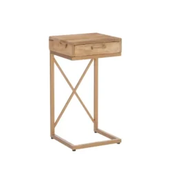 Kirkland's Home Wood Gold Metal X-Frame Base C Table- Accent & End Tables