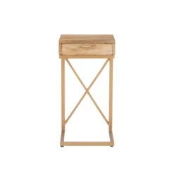 Kirkland's Home Wood Gold Metal X-Frame Base C Table- Accent & End Tables