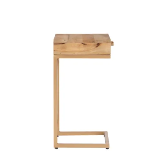 Kirkland's Home Wood Gold Metal X-Frame Base C Table- Accent & End Tables
