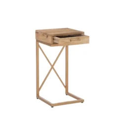 Kirkland's Home Wood Gold Metal X-Frame Base C Table- Accent & End Tables