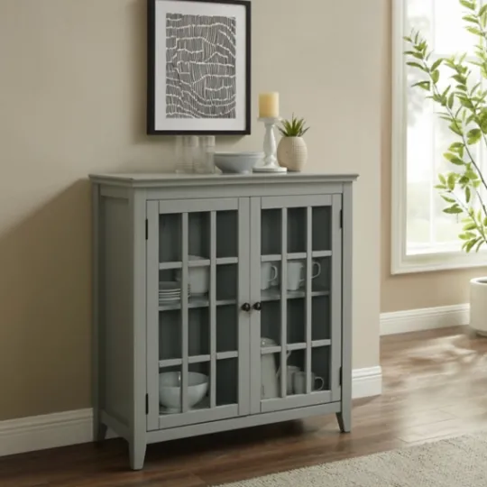 Kirkland's Home Wood Grid 2-Door Accent Cabinet- Cabinets & Sideboards
