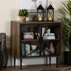 Kirkland's Home Wood Half Moon Doors Cabinet- Cabinets & Sideboards