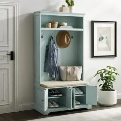 Kirkland's Home Wood Hall Tree With Cushioned Bench- Entryway Furniture
