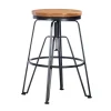 Kirkland's Home Wood Metal Black Industrial Adjustable Stool- Bar Stools & Counter Height Stools