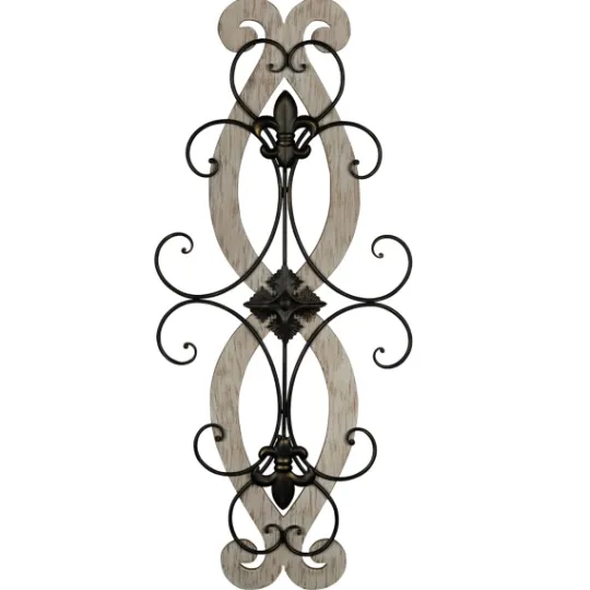 Kirkland's Home Wood Metal Fleur De Lis Scroll Wall Plaque- Wall Plaques