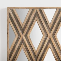 Kirkland's Home Wood Mirrored Diamond Panel Wall Plaque- Wall Plaques