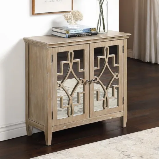 Kirkland's Home Wood Mirrored Doors Cabinet- Cabinets & Sideboards