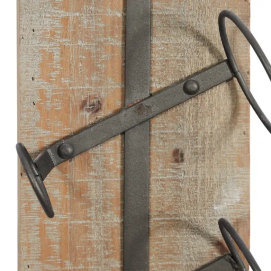 Kirkland's Home Wood Panel Black Metal Wine Rack- Wall Storage