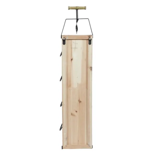 Kirkland's Home Wood Panel Black Metal Wine Rack- Wall Storage