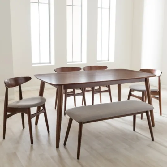 Kirkland's Home Wood 6-Pc. Mid-Century Modern Dining Set- Dining Tables