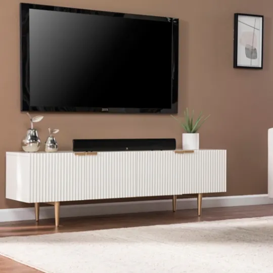 Kirkland's Home Wood Ribbed Doors Media Cabinet- Tv Stands & Media Consoles