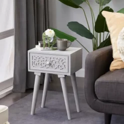 Kirkland's Home Wood Scroll Drawer Accent Table- Accent & End Tables