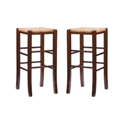 Kirkland's Home Wood Seagrass Backless 2-Pc. Bar Stool Set- Bar Stools & Counter Height Stools