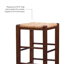 Kirkland's Home Wood Seagrass Backless 2-Pc. Bar Stool Set- Bar Stools & Counter Height Stools