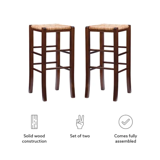 Kirkland's Home Wood Seagrass Backless 2-Pc. Bar Stool Set- Bar Stools & Counter Height Stools