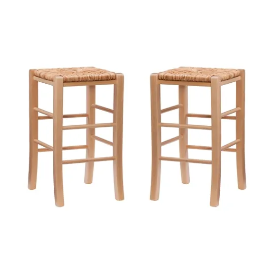 Kirkland's Home Wood Seagrass Backless 2-Pc. Counter Stool Set- Bar Stools & Counter Height Stools