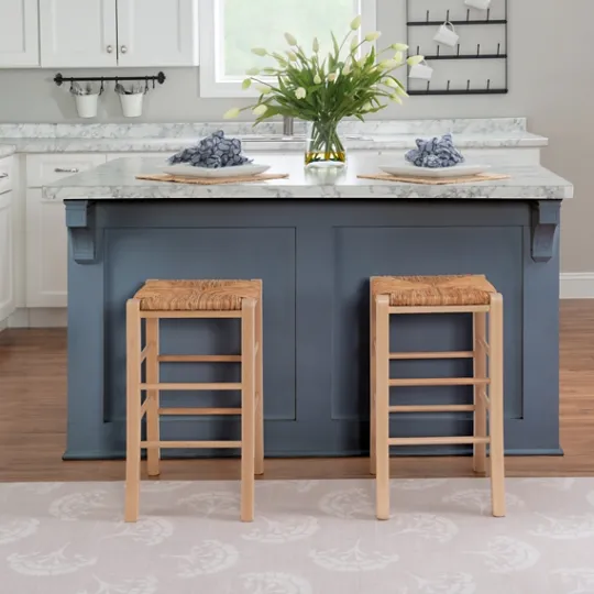Kirkland's Home Wood Seagrass Backless 2-Pc. Counter Stool Set- Bar Stools & Counter Height Stools