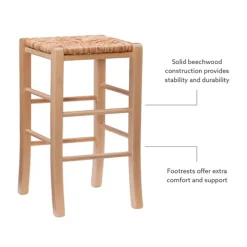Kirkland's Home Wood Seagrass Backless 2-Pc. Counter Stool Set- Bar Stools & Counter Height Stools