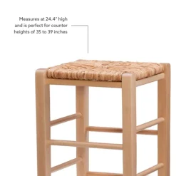 Kirkland's Home Wood Seagrass Backless 2-Pc. Counter Stool Set- Bar Stools & Counter Height Stools
