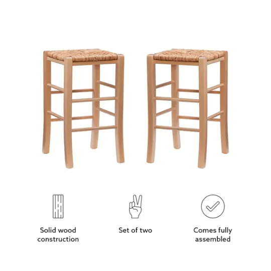 Kirkland's Home Wood Seagrass Backless 2-Pc. Counter Stool Set- Bar Stools & Counter Height Stools