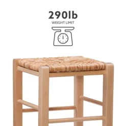 Kirkland's Home Wood Seagrass Backless 2-Pc. Counter Stool Set- Bar Stools & Counter Height Stools